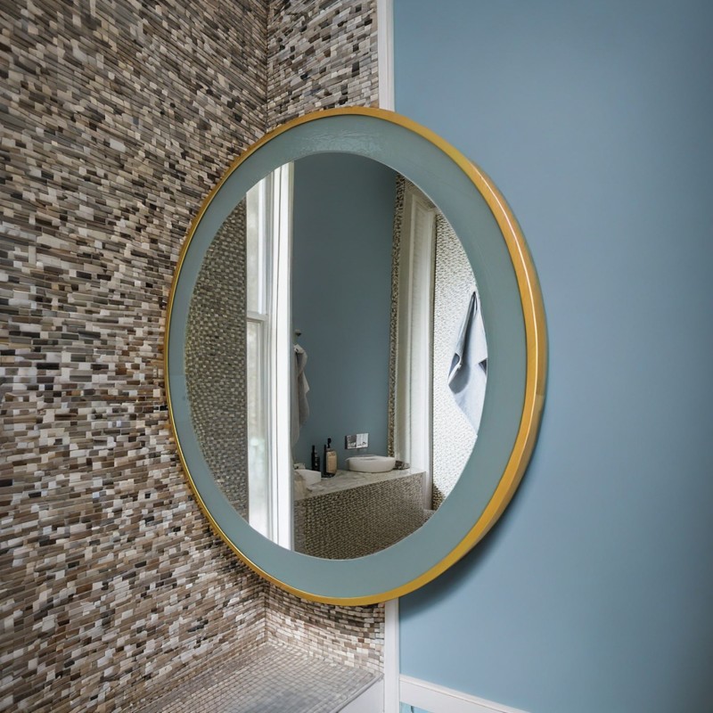 Gold Framed Circle Bathroom Mirror